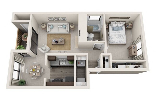 1 Bed 1 Bath B H106 floor plan